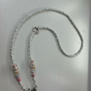White Beaded eyeglasses chain with springtime bunny